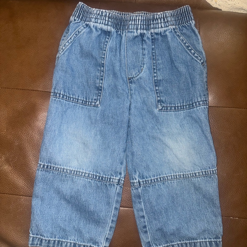 Kids Vintage Light Blue Denim Elastic-Waist Pants